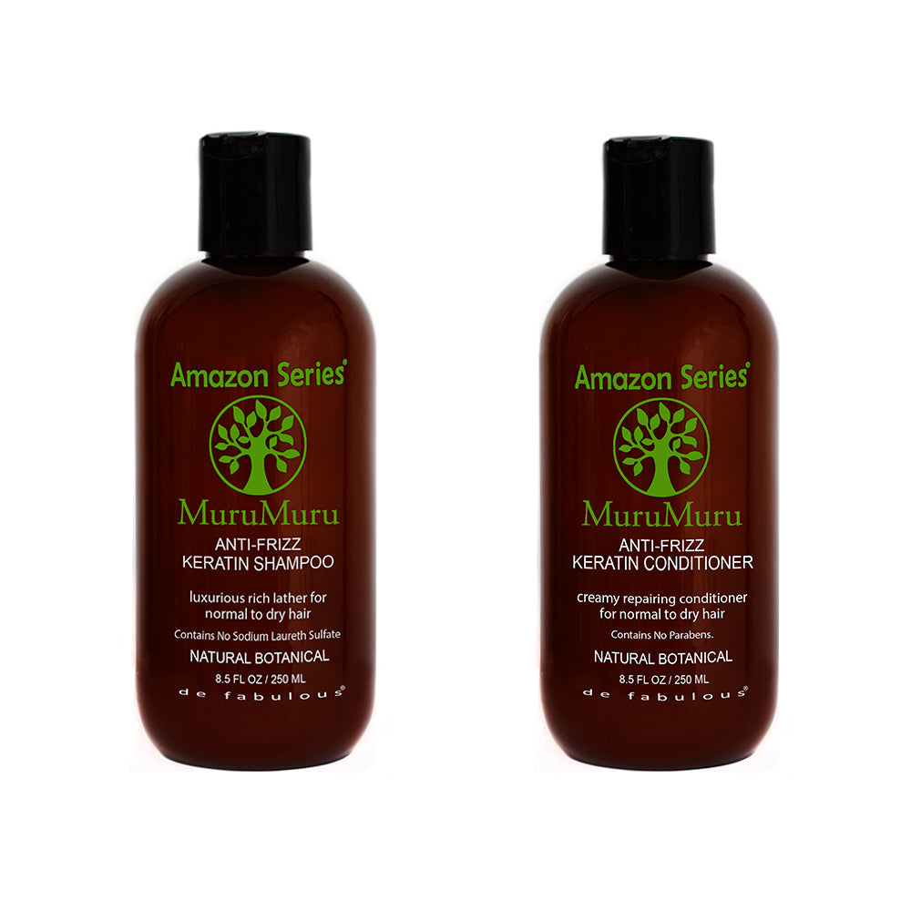 Amazon Series MuruMuru Anti-Frizz Keratin Shampoo and Conditioner Set 8.5 fl oz